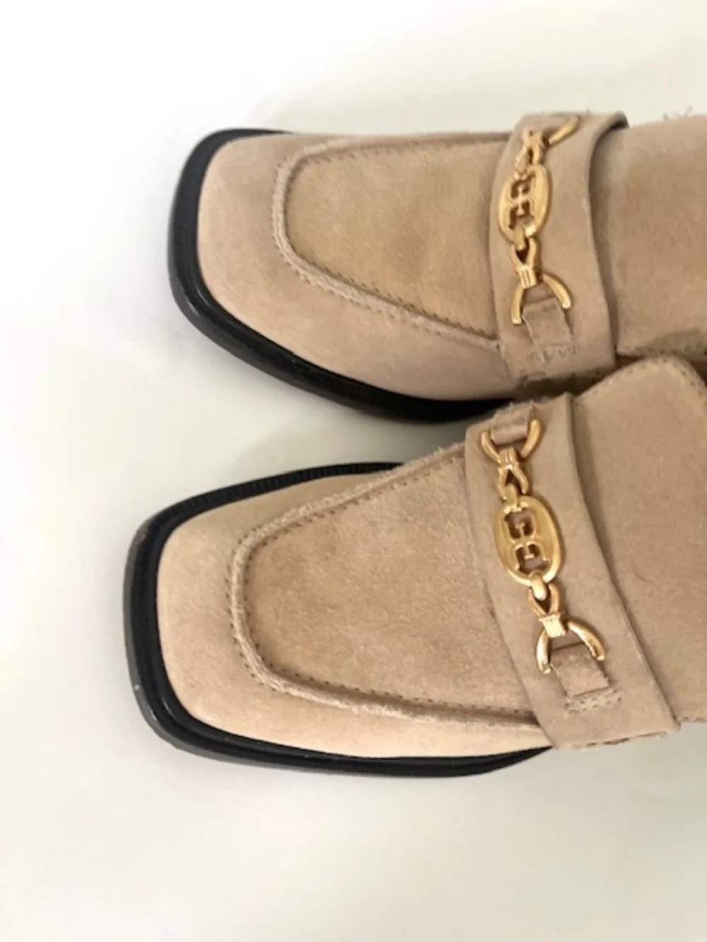 Sam Edelman Quincy Block Heel Suede Loafers in light tan/beige